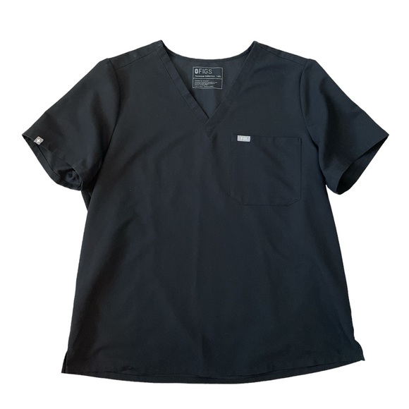 Figs Technical Collection Catarina One-Pocket Scrub Top in Black - Picture 2 of 9